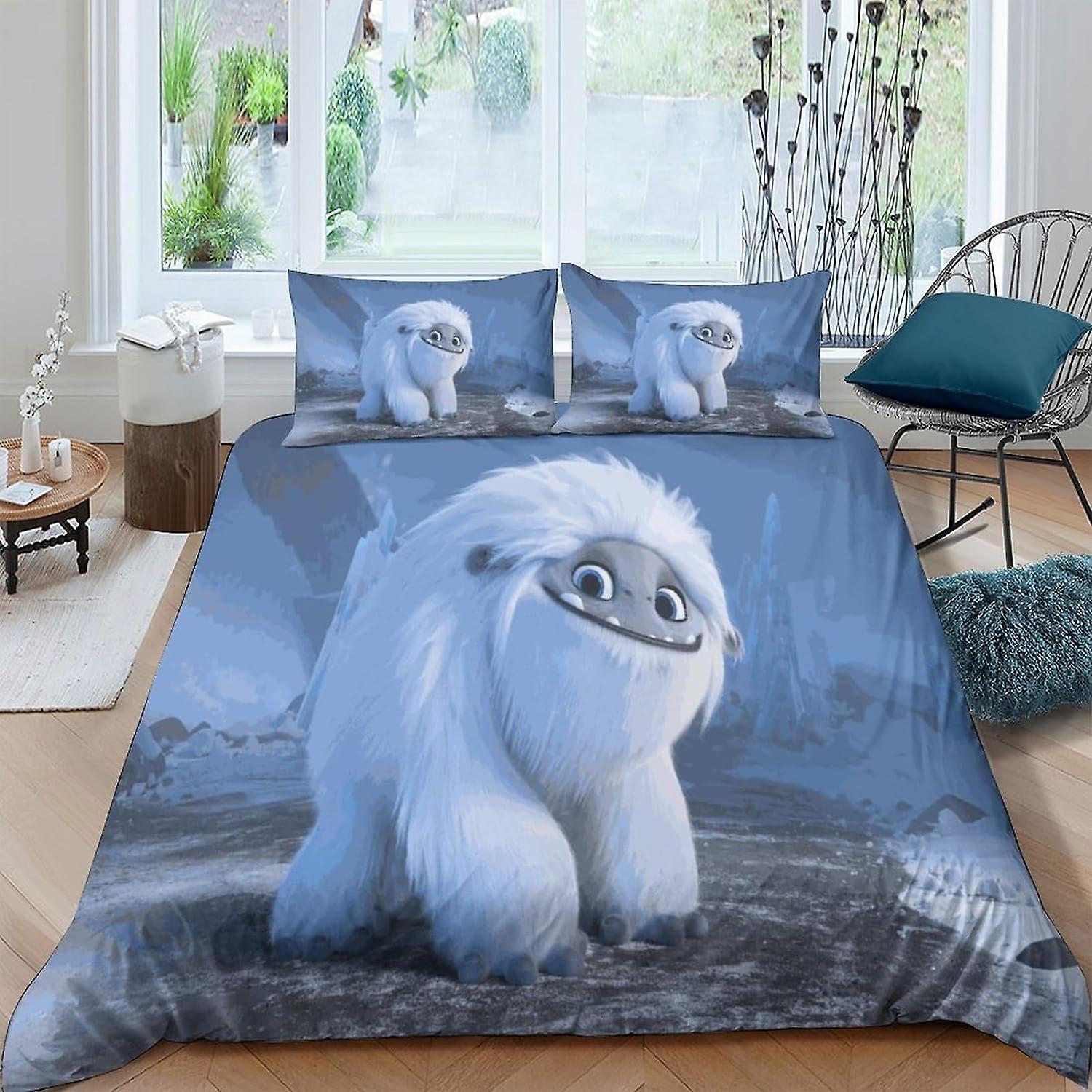 Abominable3D Effect Comforter Cover for Childrens And Adults Printed Microfiber Abominable Duvet Cover Set with Pillow Cases Quilt Bedding Set with Zi