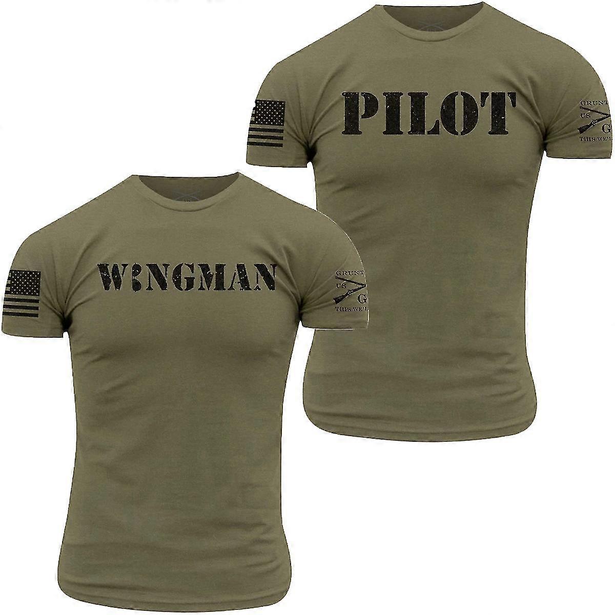 Grunt Style Pilot/Wingman Tričko - Vojenské zelené
