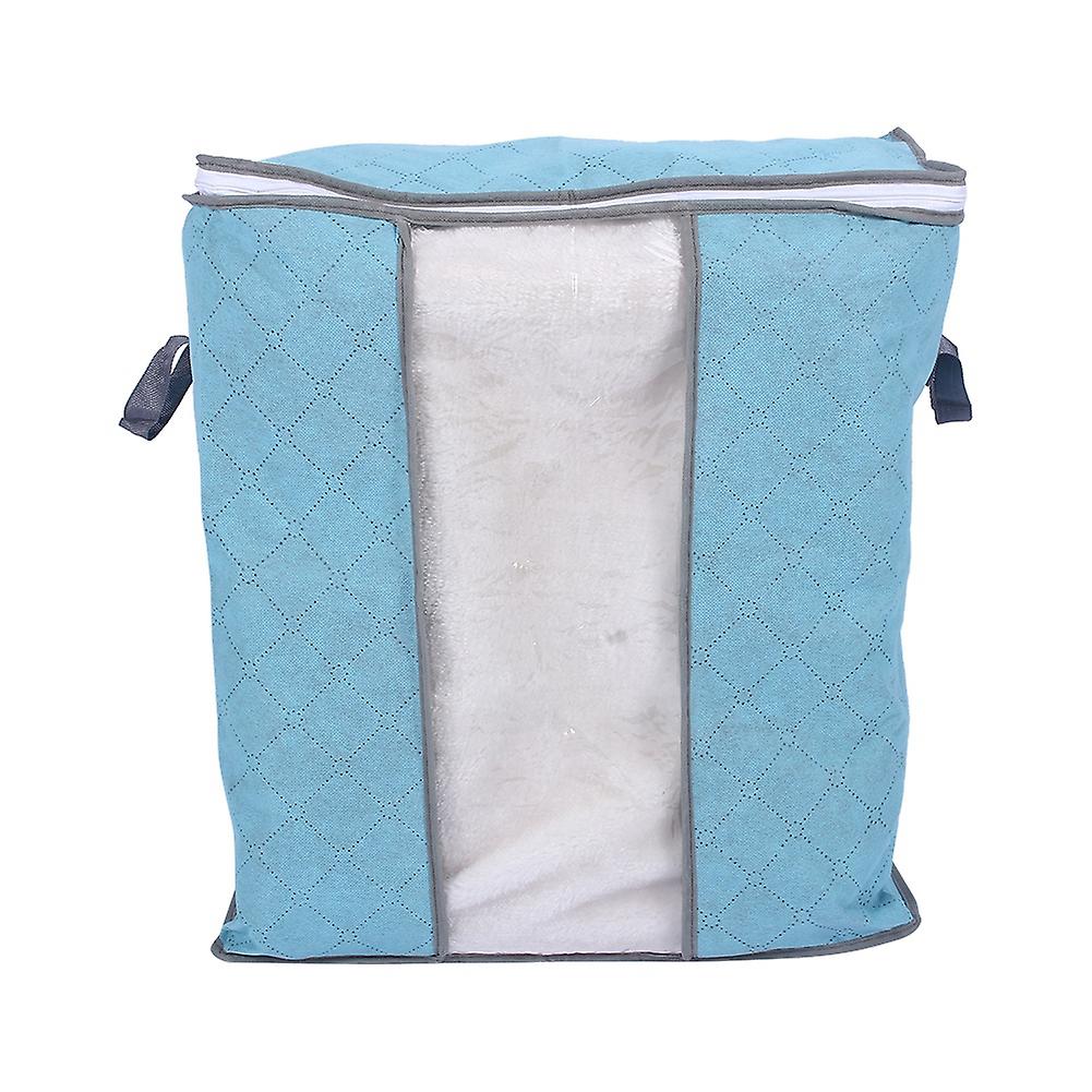 67L Practical Bamboo Charcoal Folding Clothes Sweater Blanket Organizer Box Bag Blue