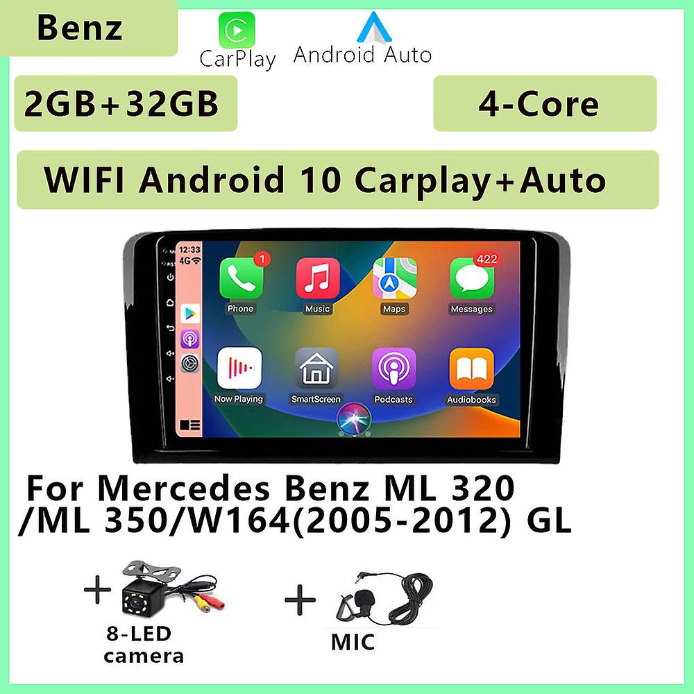2 Din 4+64g Car Radio Multimedia Android Player Carplay Auto Gps For Mercedes Benz M-class W164 2005-2012 Gl-class X164 Ml Gl350