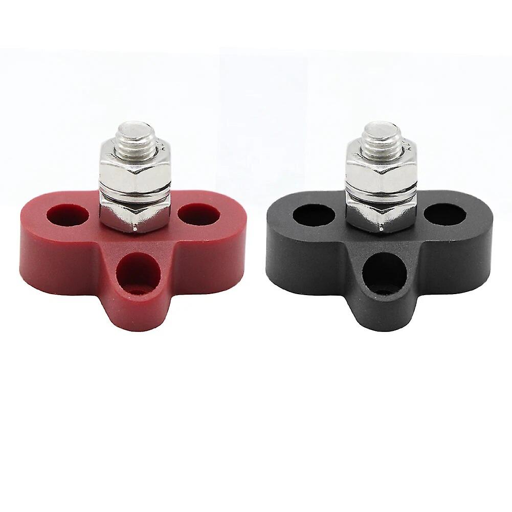 2pcs Bus Bar Terminal Blocks Single M8 Positive Power Distribution Studs