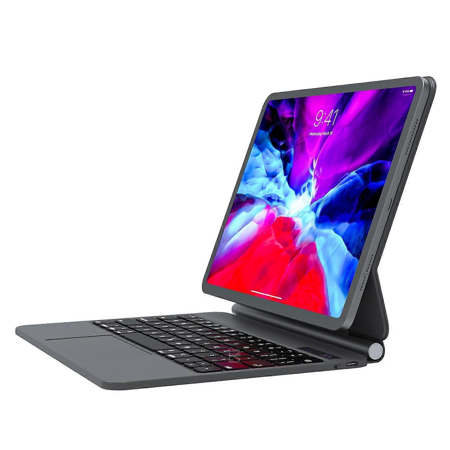 ID-MKB For iPad Air (2020) Magnetic Suspension Leather Tablet Cover Bluetooth Keyboard - Black