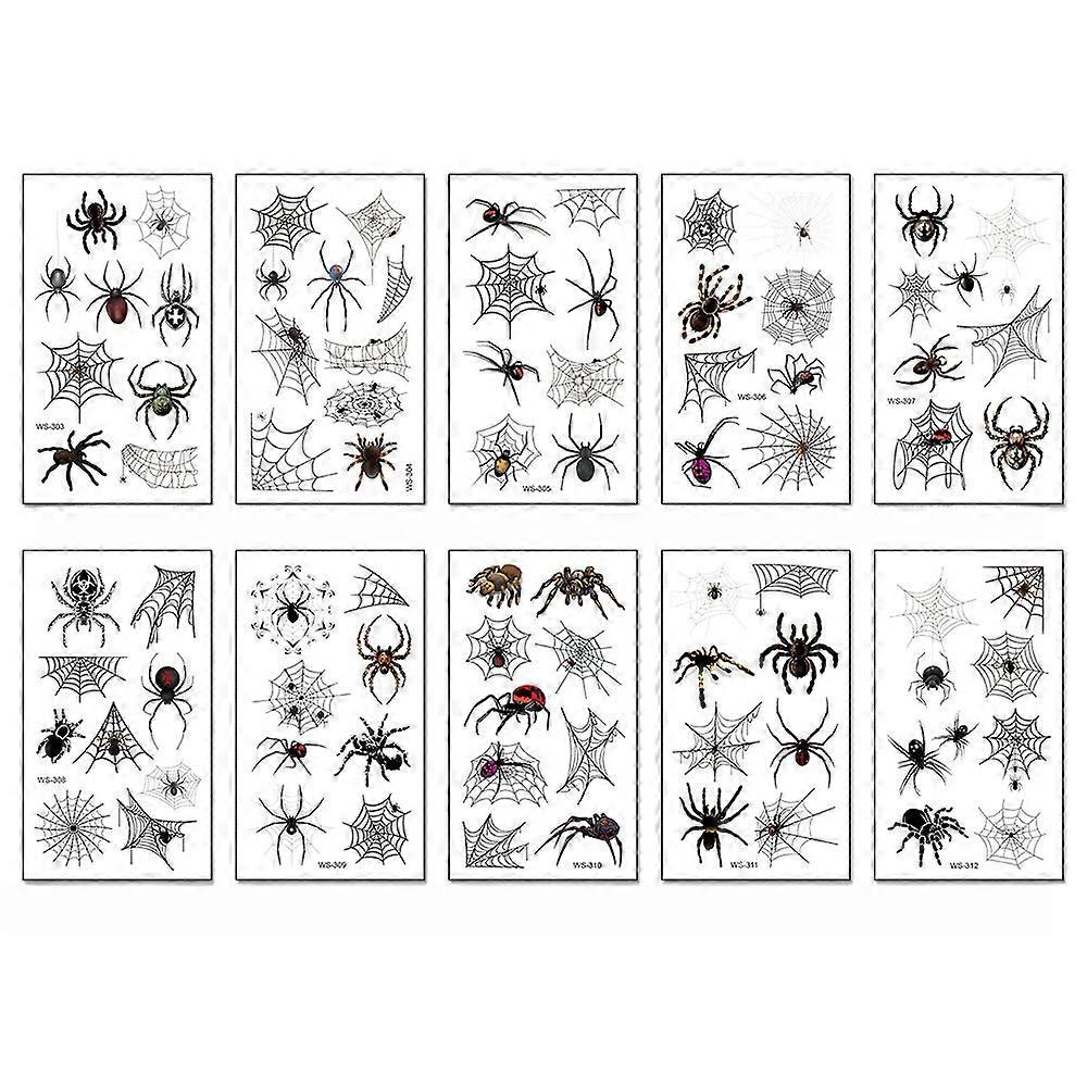 Spider Web Halloween Temporary Tattoos, Paper, Multicolor, 10.5*6cm