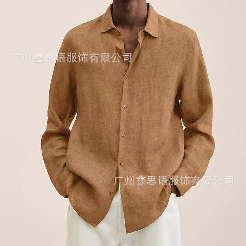 Camicia casual da uomo plus size in lino