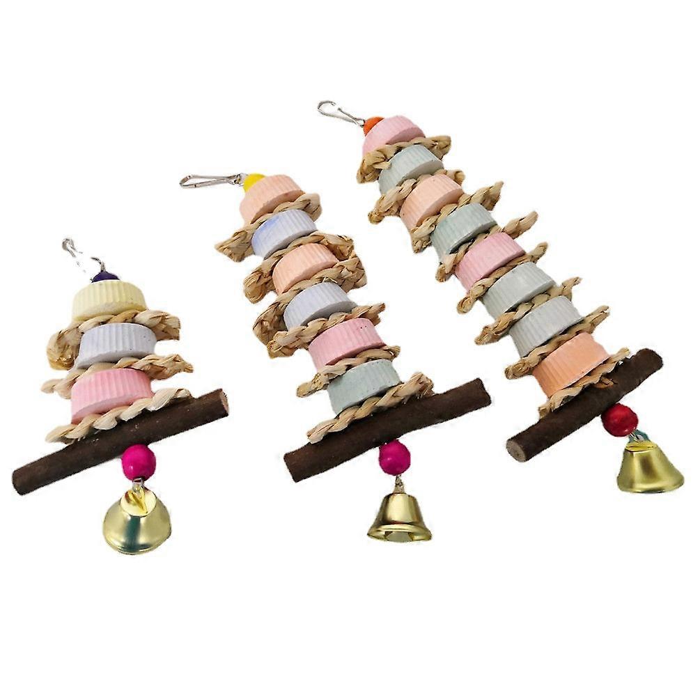 Safe Non-toxic Bird Toys Parrot Calcium Supplement Bite Supplies Molar Stone Bite String Straw Woven Corn Peel Apple Branch