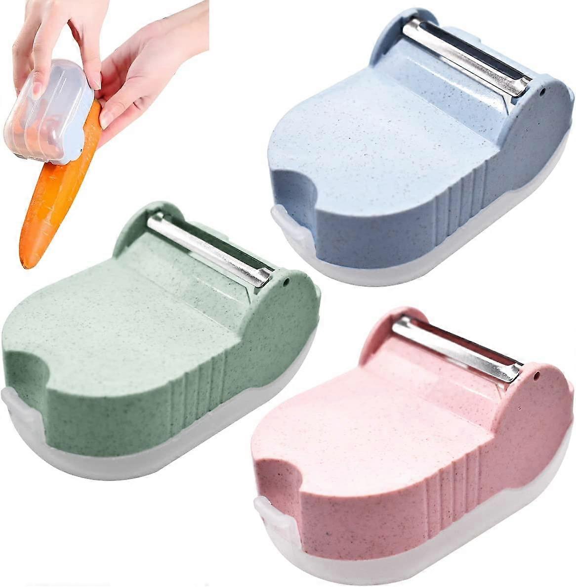 Potato Peeler with Collection Container, 3 Pieces Rustproof Double Blade Vegetable Peeler