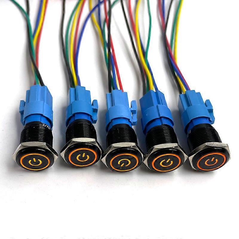 On Off Switch 12v 12mm Waterproof 5-24V LED 5Pin ON-OFF Car Push Button ...