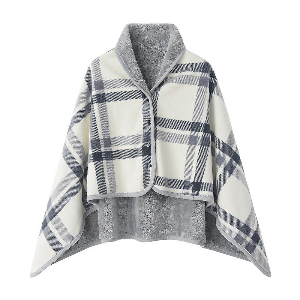 Women's Cape Wearable Blanket Flannel Shawl Wrap Comfy Poncho Throw with Buttons Spring Fall Winter