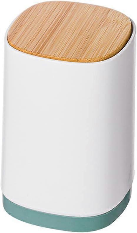 Large Multi-Purpose Divided Cotton Swabs Pusher Automatic Toothpick Box Dental Floss Storage Toothpick Jar (Green)