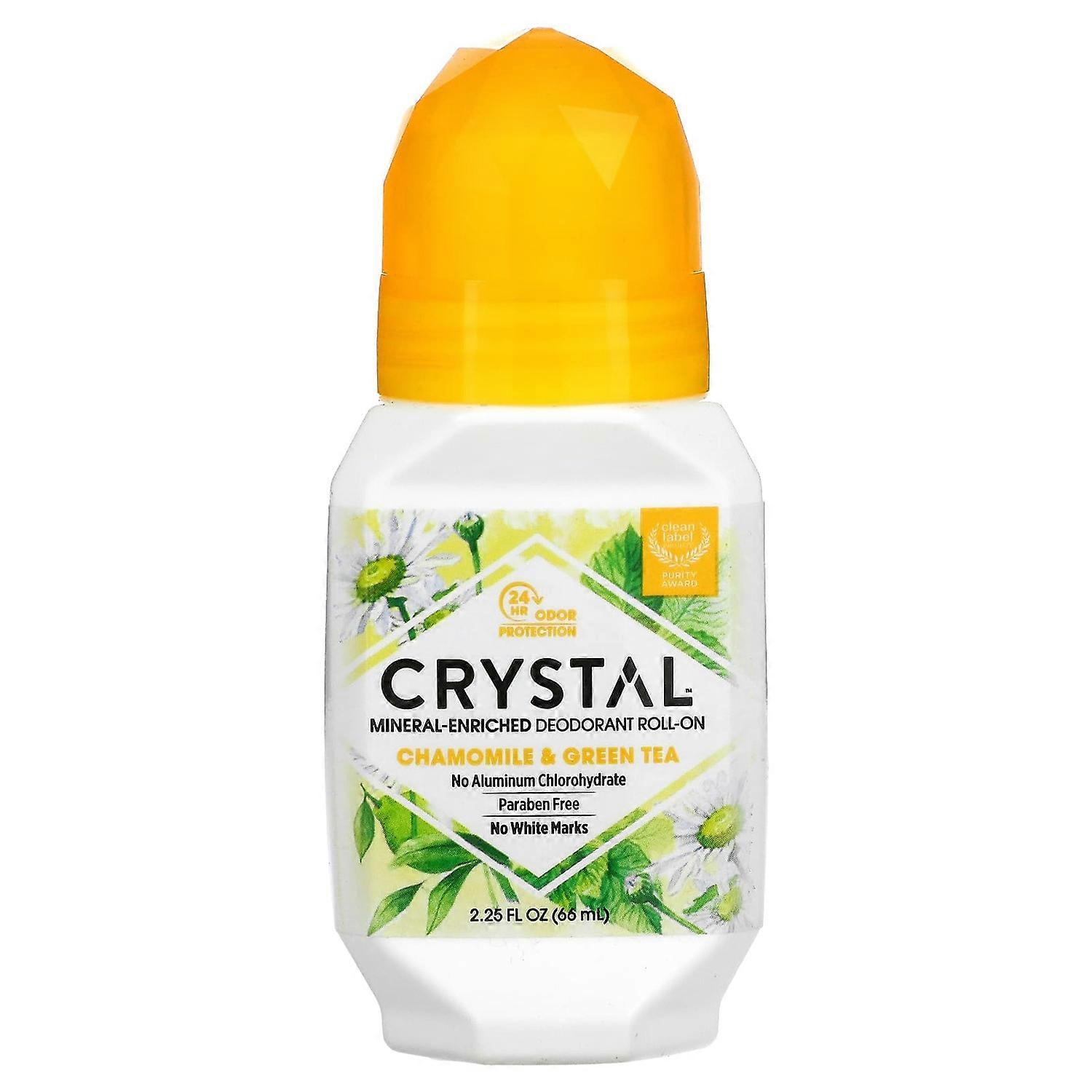 CRYSTAL, Mineral-Enriched Deodorant Roll-On, Chamomile & Green Tea, 2.25 fl oz (66 ml)