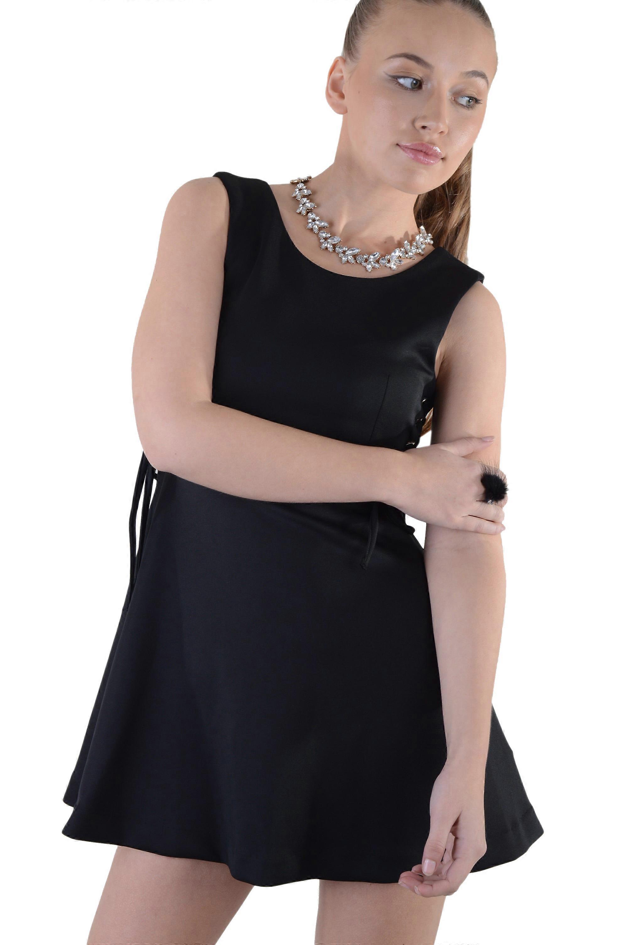 Lovemystyle Plunge Skater Dress With Lace Up Detail-UK12 / EU 40