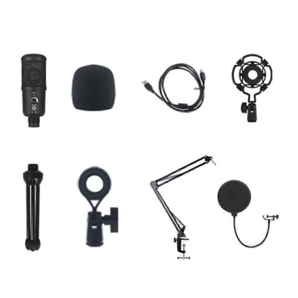 Gaming USB Microphone Noise Cancellation Condenser Mic for Pc Podcast Microphone with Boom Bracket