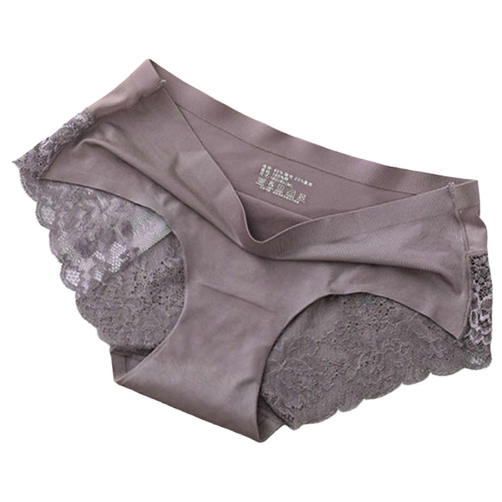 Women Ice Silk Lace Panties Mid Waist Mesh Seamless Briefs for Women Girl Daily Utility