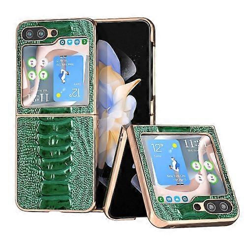 For Samsung Galaxy Z Flip5 Genuine Leather Weilai Series Nano Electroplating Mobile Phone Case