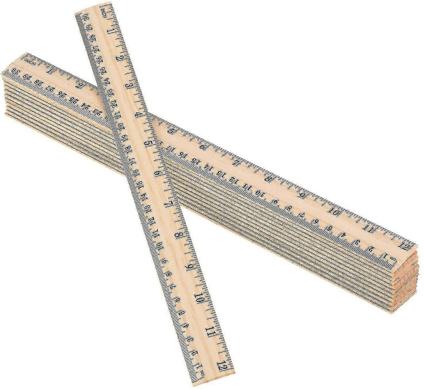 10 Pack Wooden Ruler 12 Inch Rulers Bulk Wood Measuring Ruler Office Ruler