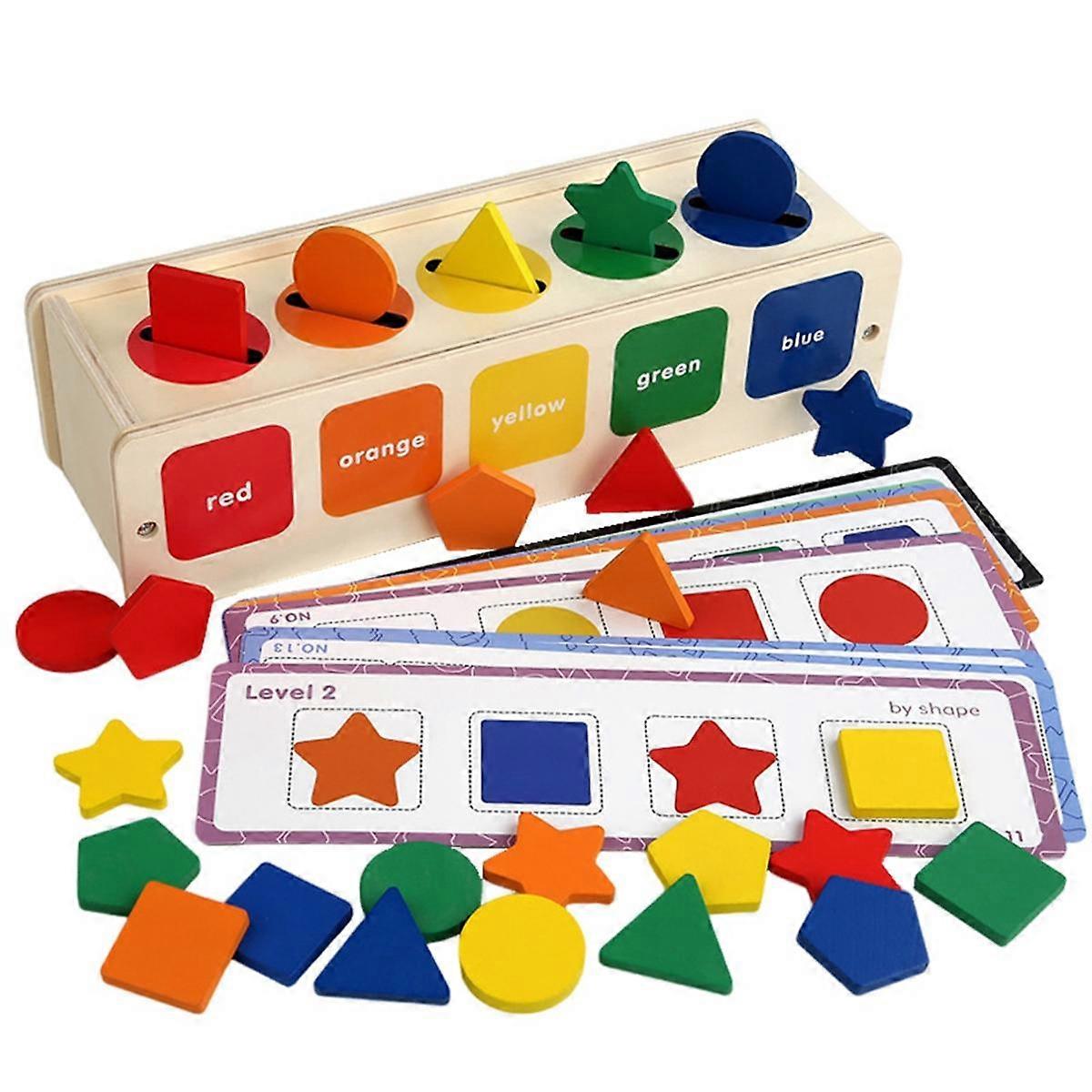 Toys Color&Shape Sorting Learning Matching Box for Baby Toddlers 1-3 Year Old,B