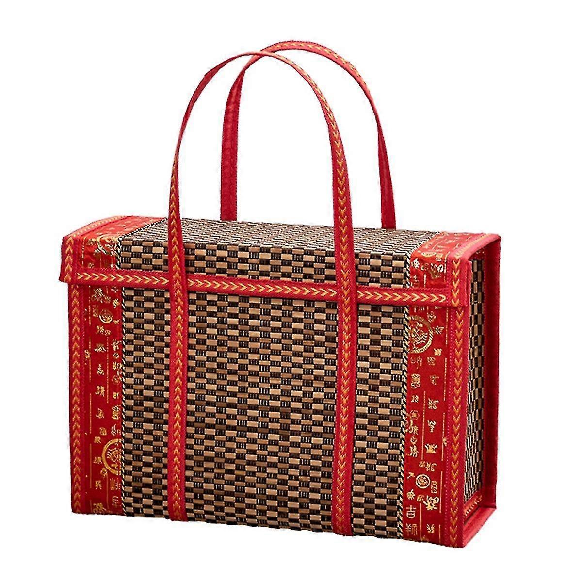 Coș de fructe Bambus Țesut Portabil Simplu Portabil Portabil Simplu Portabil Picnic Recipient pentru Alimente Pliabil Gustări Recipiente Copii 40x20x25cm,a