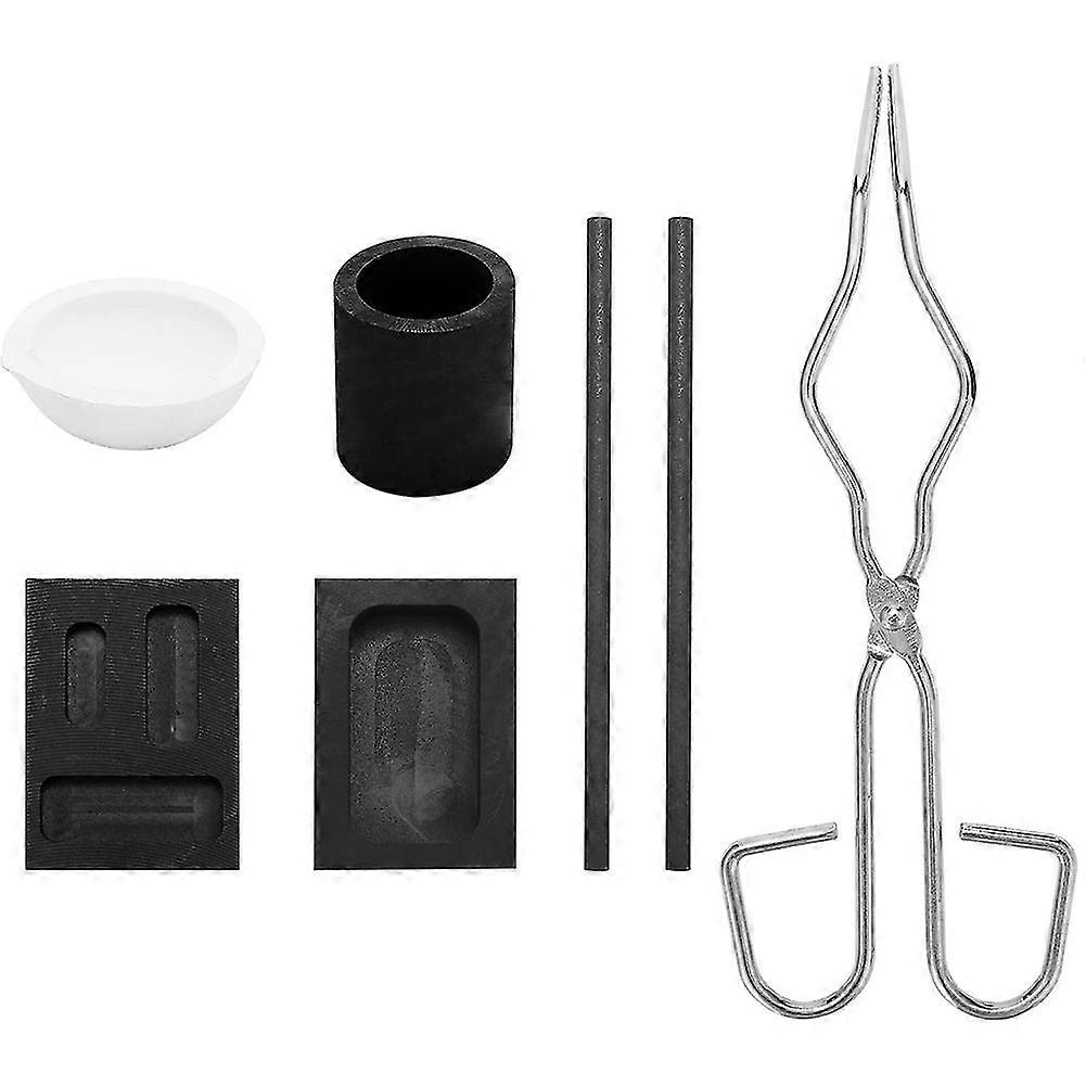 6 Pcs Torch Melting Silver Graphite Crucible Kit Graphite Crucible Ingot Mold Casting Tools Square Graphite and Quartz
