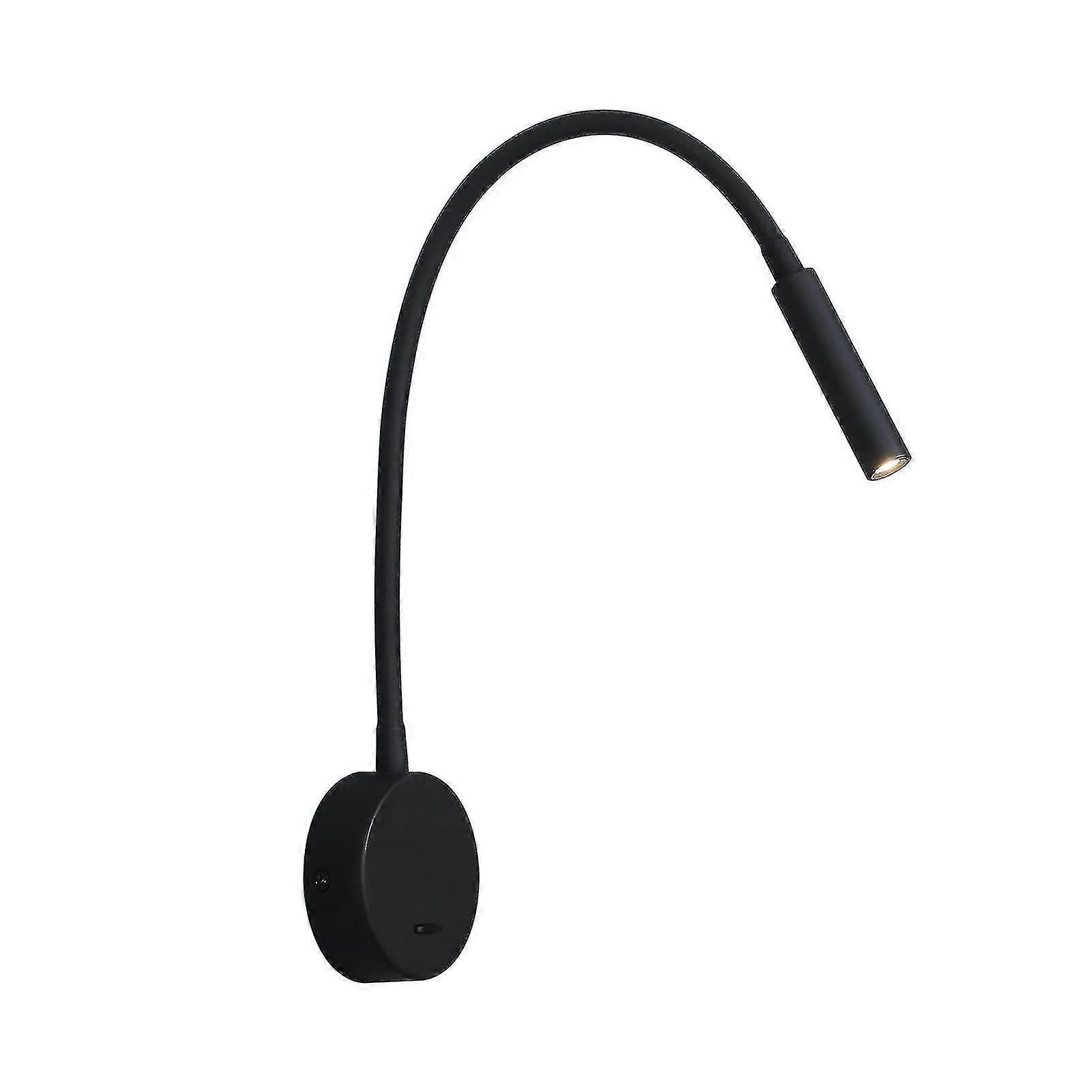 Gooseneck Lamp Black, 3w Led 3000k Warm White Bedside Reading Light Wall Mounted