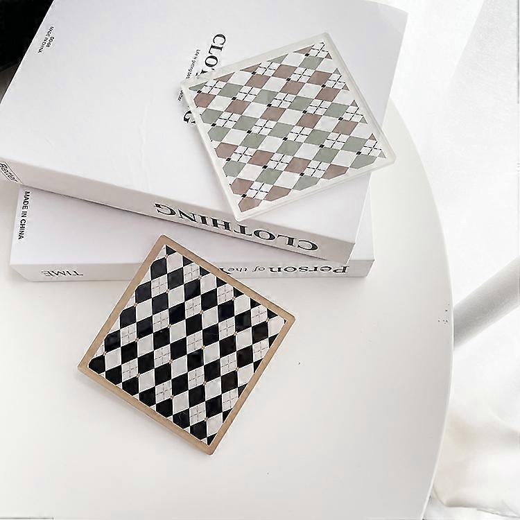 2pcs Transparent Cute Checkerboard Coasters