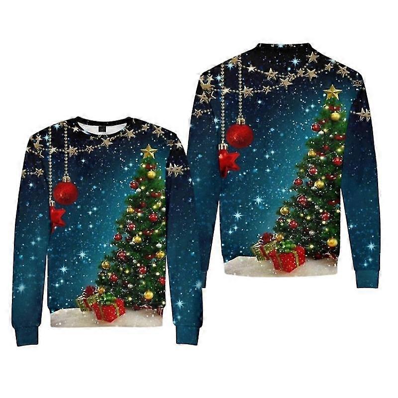 Herren hässlicher Weihnachtspullover Urlaub Schneeflocke Weihnachtsbaum Weihnachtsmann weicher Pullover Langarmpullover