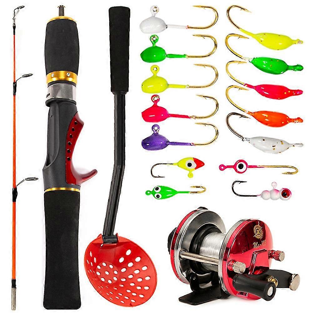 Outdoor Ice Fishing Rod Reel Combo Complete Kits With Backpack Box Ice Jig Rap Spoon Catch