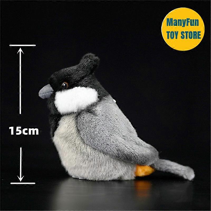 HaKeLai Black-crested Titmouse Plush Toy Rufous-vented Tit Peluche Chickadee Plushie Lifelike Birds Stuffed Animals Simulation Doll Toy