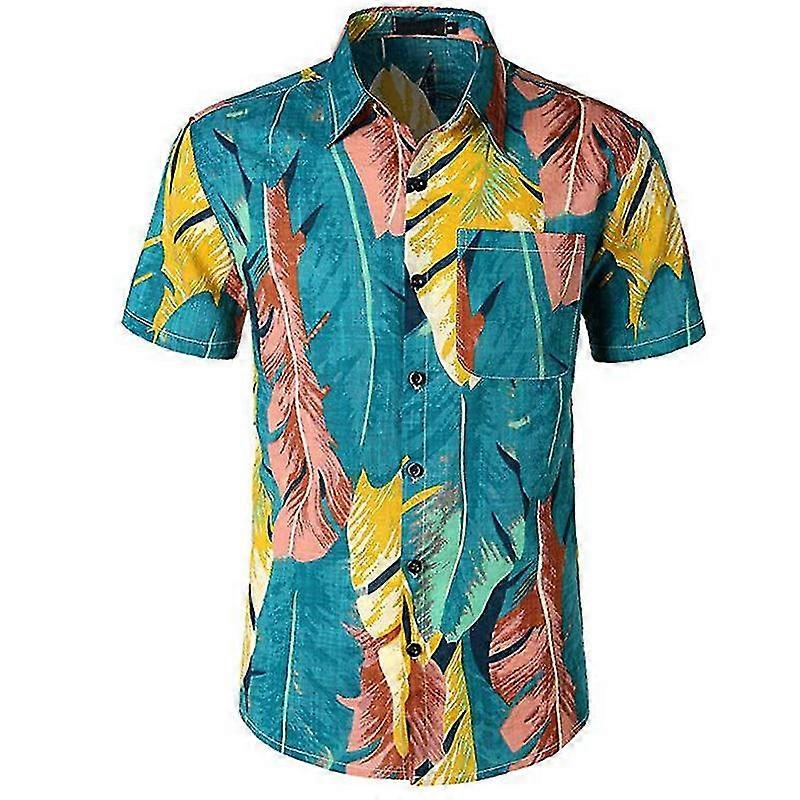 Homens camisas havaianas Praia Havaí Top Summerparty Floral Button Up Casual Short Sleeve Tee