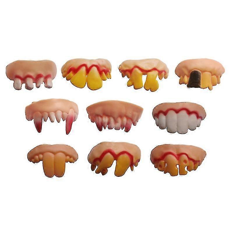 Funny Wacky Artificial Teeth False Teeth Prop Toy For Halloween /easter /masquerade - 5 Pcs/set (random Shape)