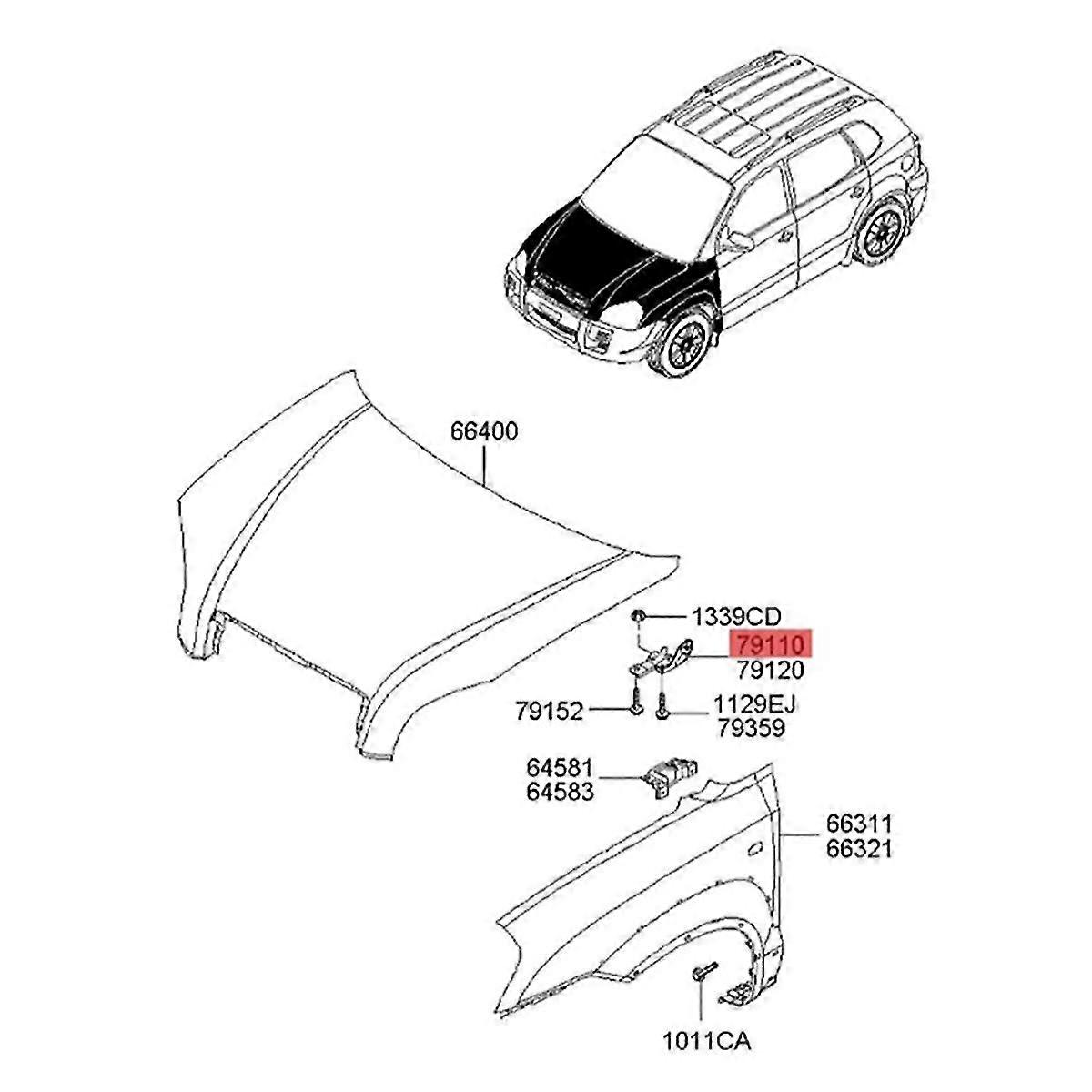 1Pair Hood Hinges Driver & Passenger Side 79110-2E000 79120-2E000 for () 2004-2010 Engine Bonnet Hinge