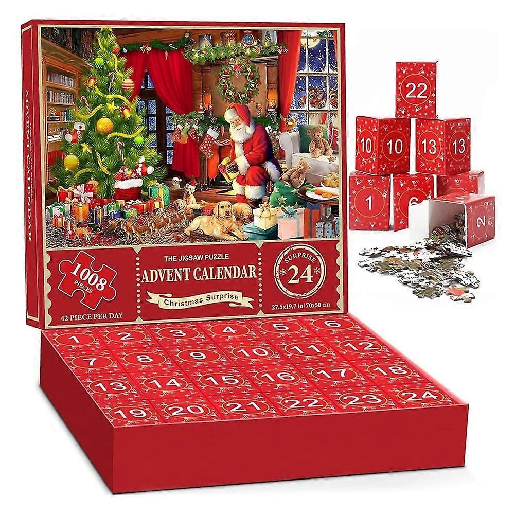 GaiBoSiクリスマスパズルアドベントカレンダー1008PCSパズルカウントダウンカレンダージグソーパズル24日間サプライズクリスマスギフトカレンダー