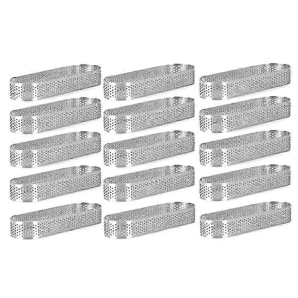 15pcs ovale tartlet former perforert terteformer rustfritt stål