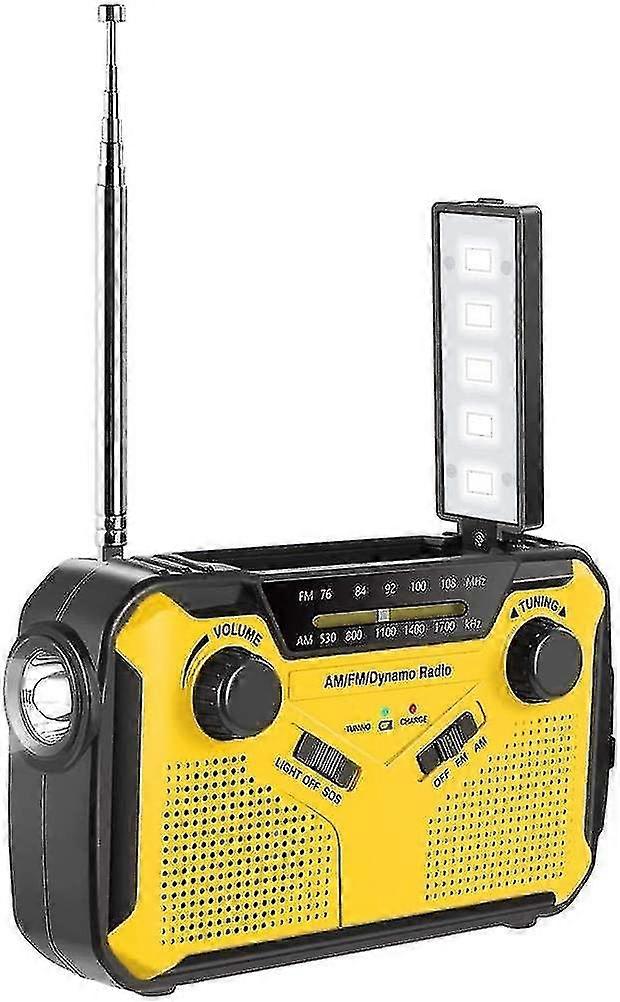 ينتهي راديو AM / FM ، راديو شمسي مع مصباح يدوي LED SOS إنذار ، شاحن الهاتف المحمول بنك الطاقة USB
