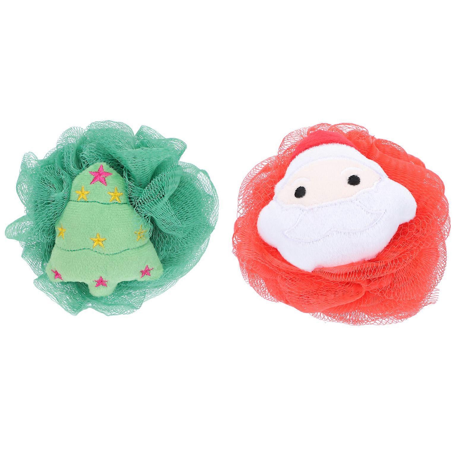 2Pcs Xmas Style Bath Flower Creative Supple Bath Ball Practical Shower Tool