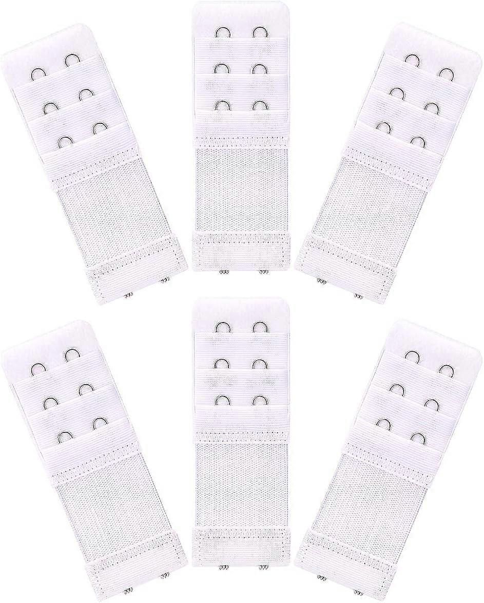 6 Pieces Women's Soft Comfortable Elastic Bra Extenders Bra Extension Strap 2 Hook 3 Row Lady's Bra Extender Bra Band