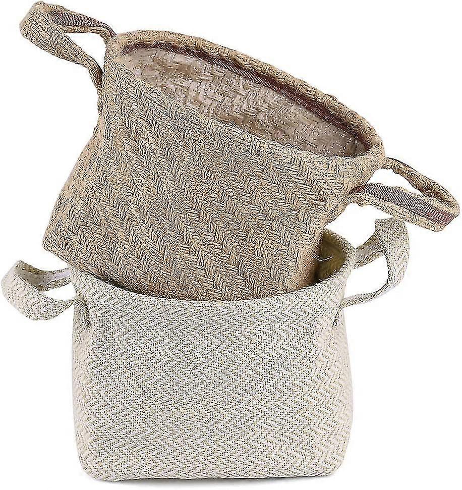 2 Sets Linen Storage Baskets With Handle