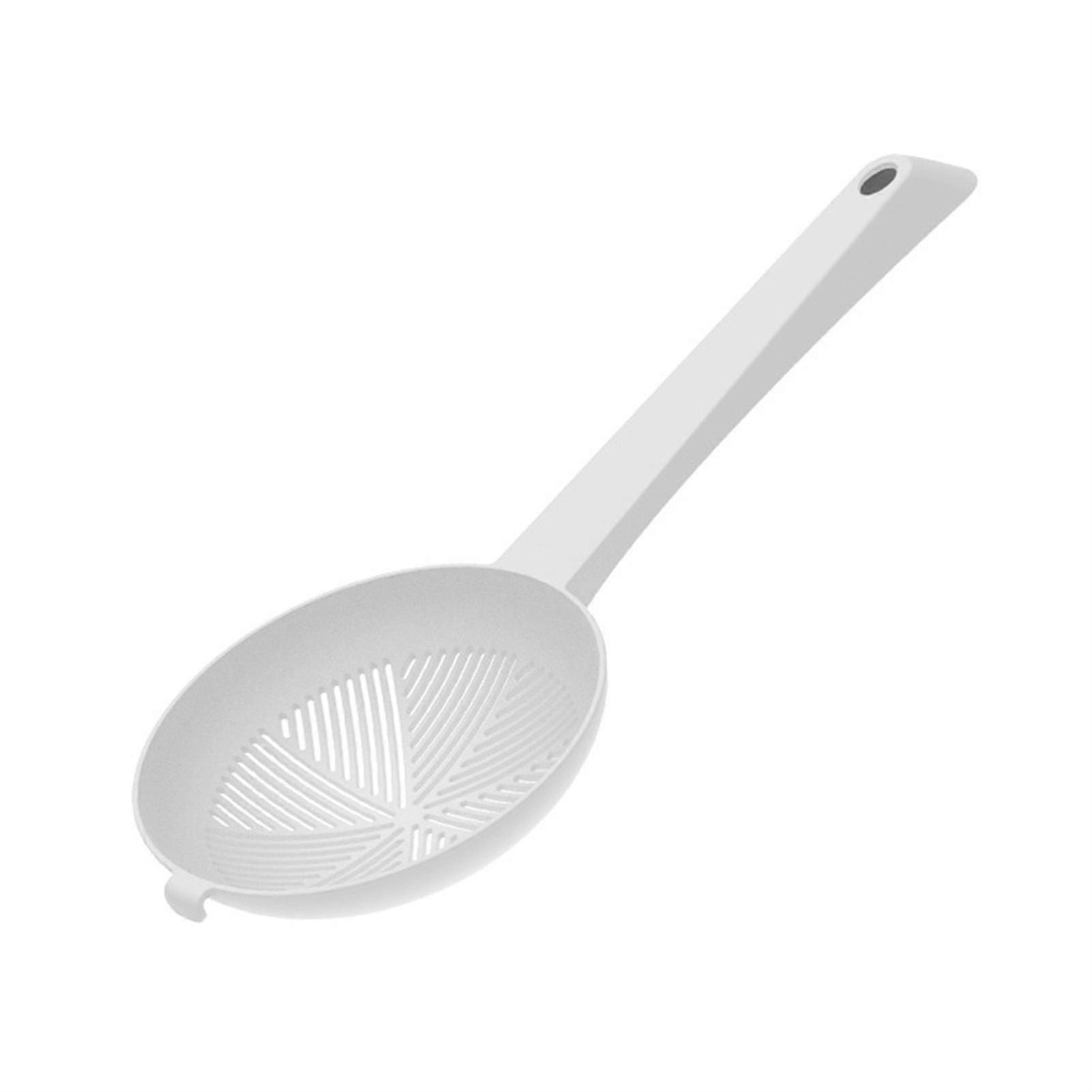 Kitchen Noodle Spoon High Temperature Resistant Long Handle Draining Spoon Plastic Spoon-white
