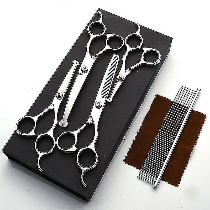 Professional 6-in-1 Dog Grooming Scissors Kit - Sharp, Durable, and Safe for Dogs and Cats