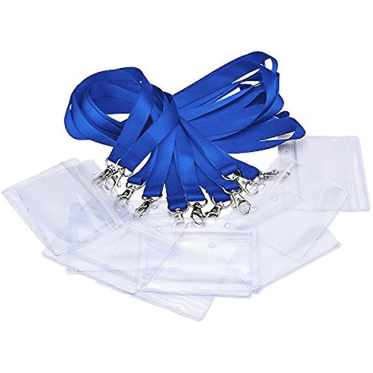Badge Card Holder with Neck Lanyard Strap for Business, Exhibition and Office (Set of 10)