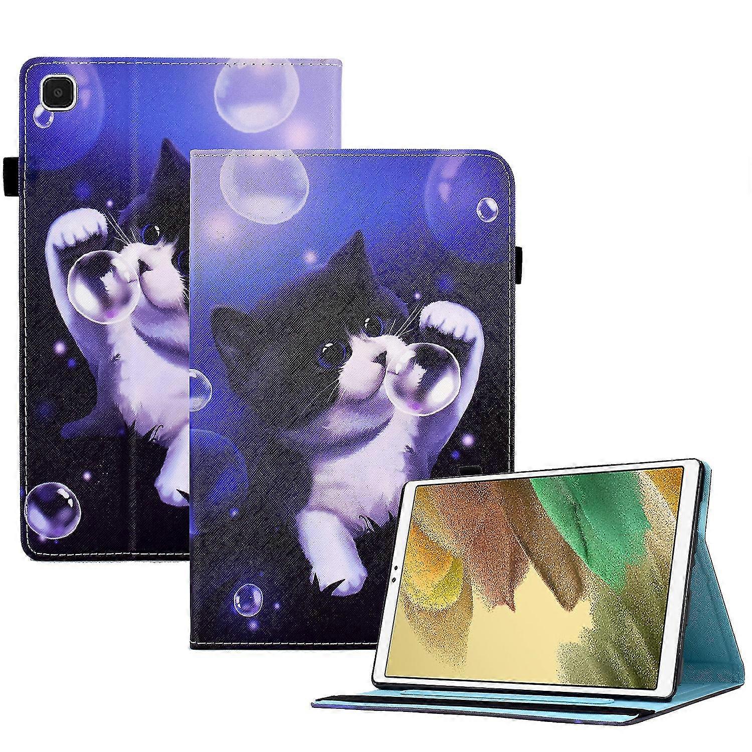 For Samsung Galaxy Tab A7 Lite 8.7-inch T220 Pattern Printing Tablet Case Pu Leather Card Slots Stand Cover With Elastic Band