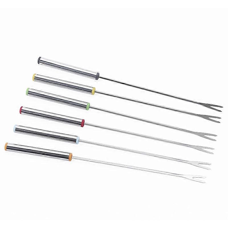 Kitchen Utensils 24cm Stainless Steel Multicolor Dessert Forks Set of 6 Cheese Chocolate Fondue Forks