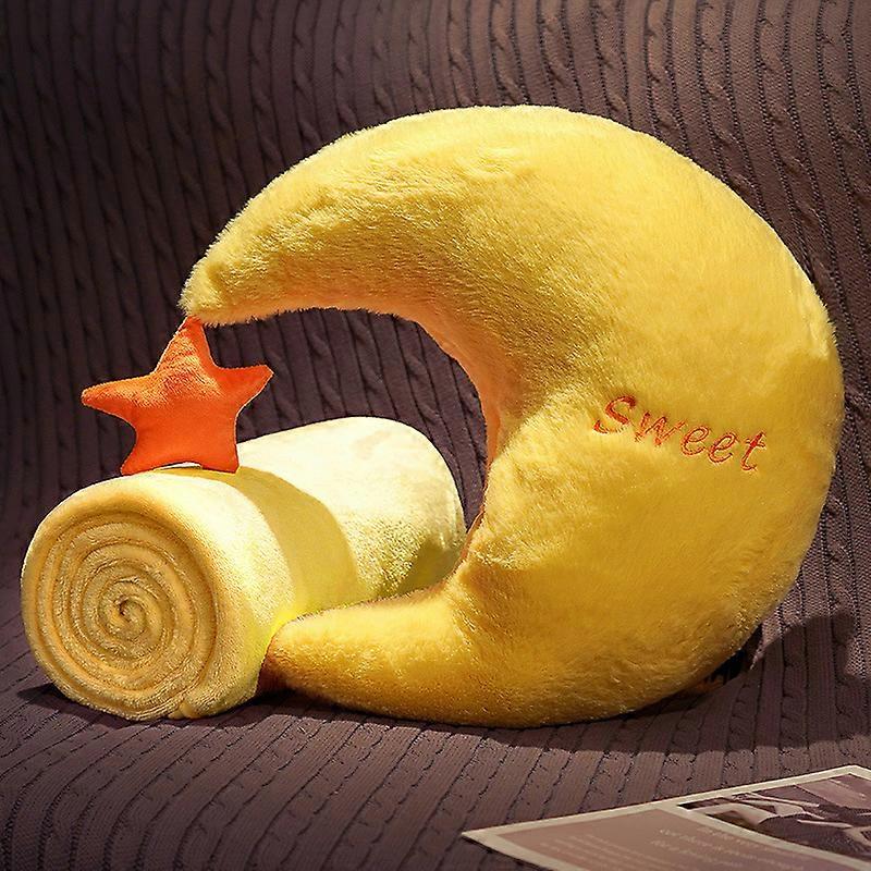 Two-in-one pillow and blanket dual-purpose blanket, 45cm moon and sun heart-shaped pillow, office nap pillow, car cushion, small pillow