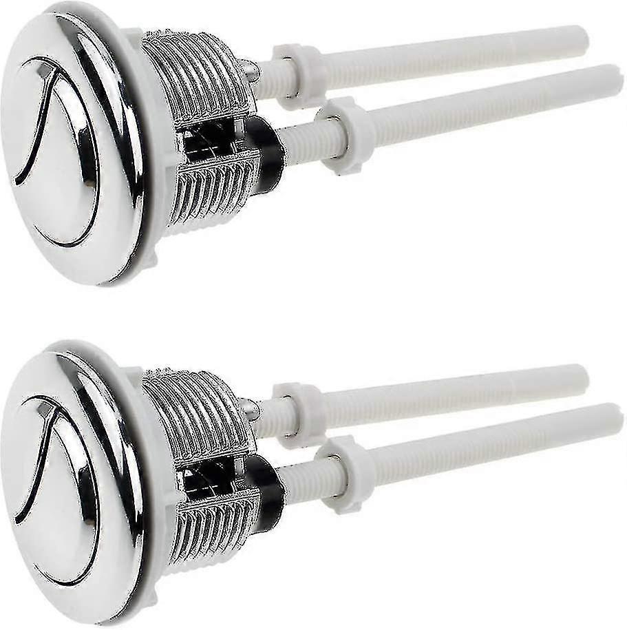 2 Pieces Toilet Dual Flush Buttons - Chrome Silver Plated WC Cistern Knobs (38mm)