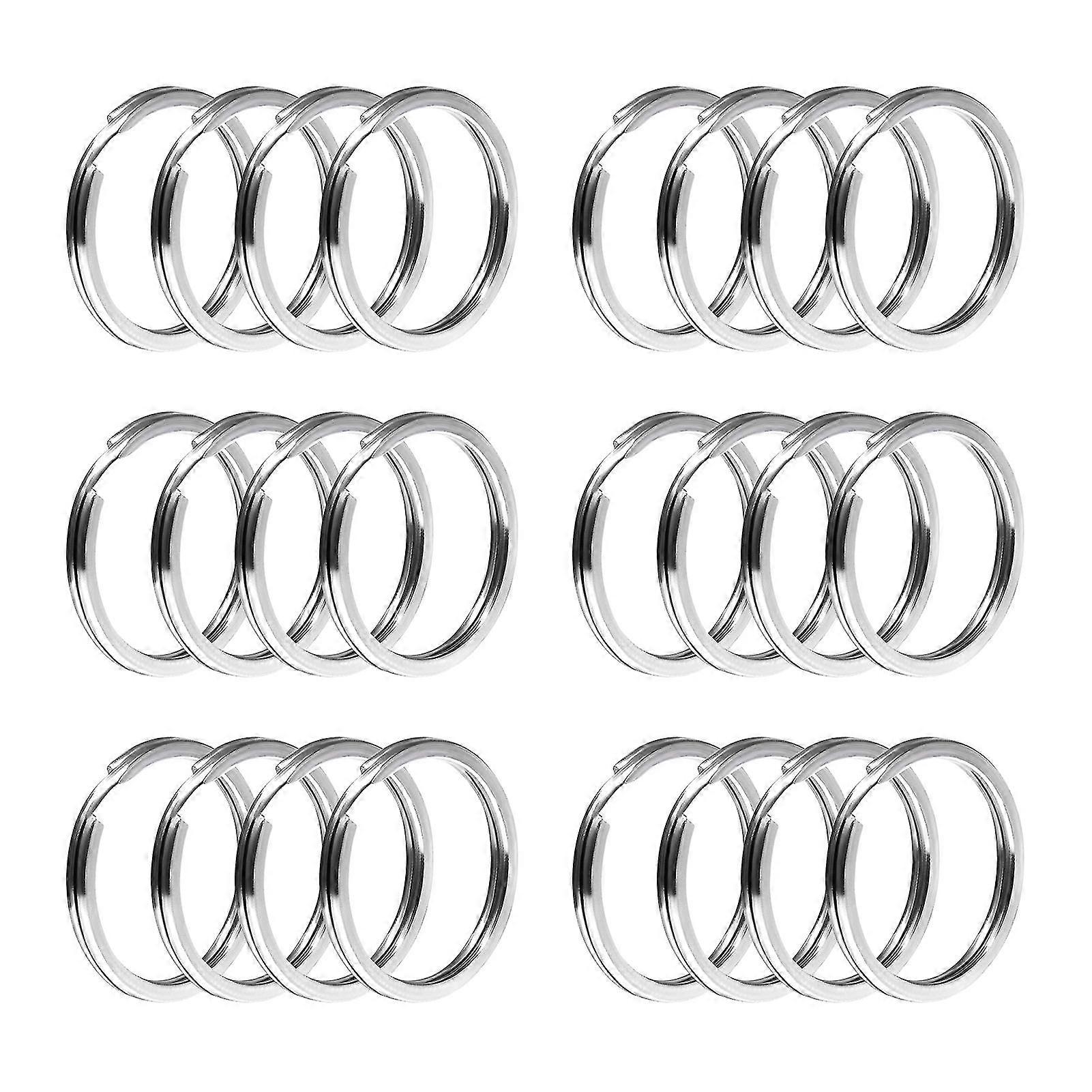 24pcs Compact Silver Smooth Surface DIY Craft Jewellery Making Key Ring