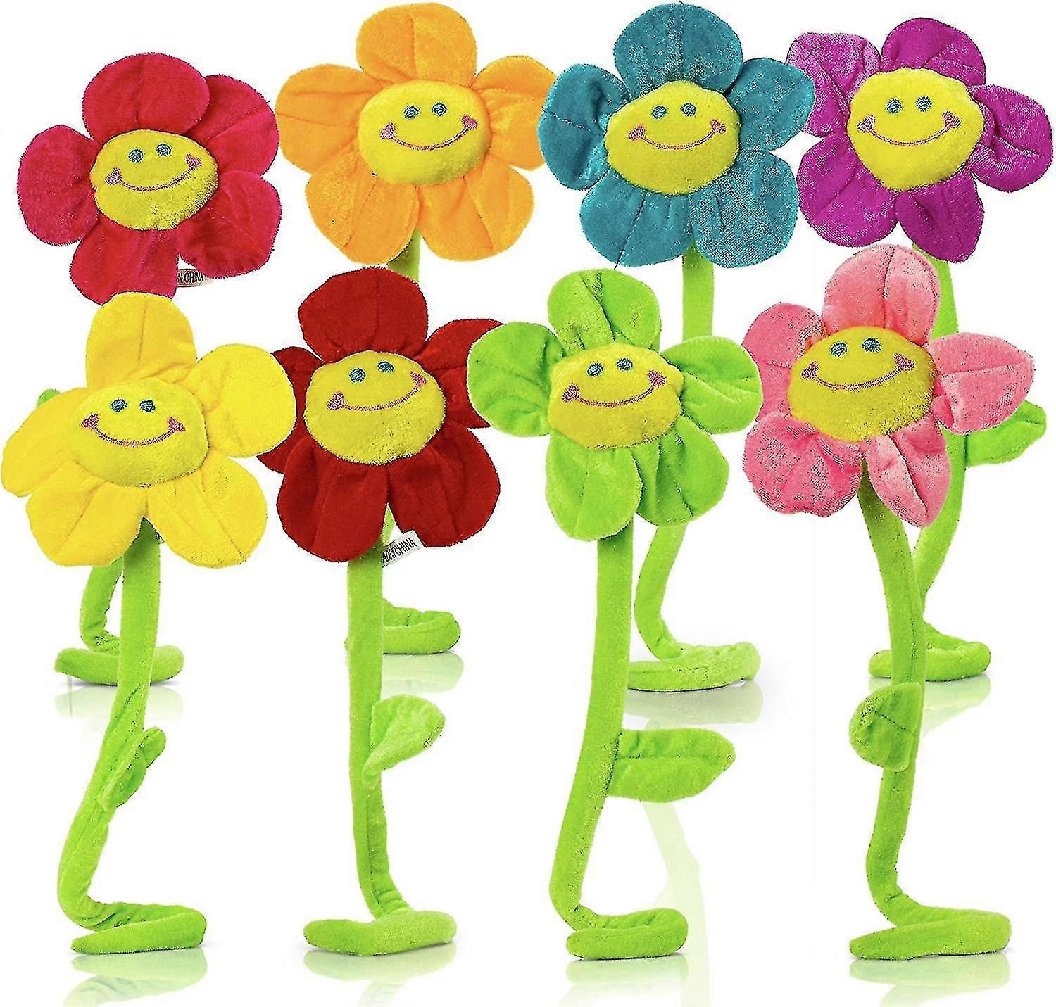 Stuffed Plush Toy Bendable Stems Durable Sunflower With Happy Smile