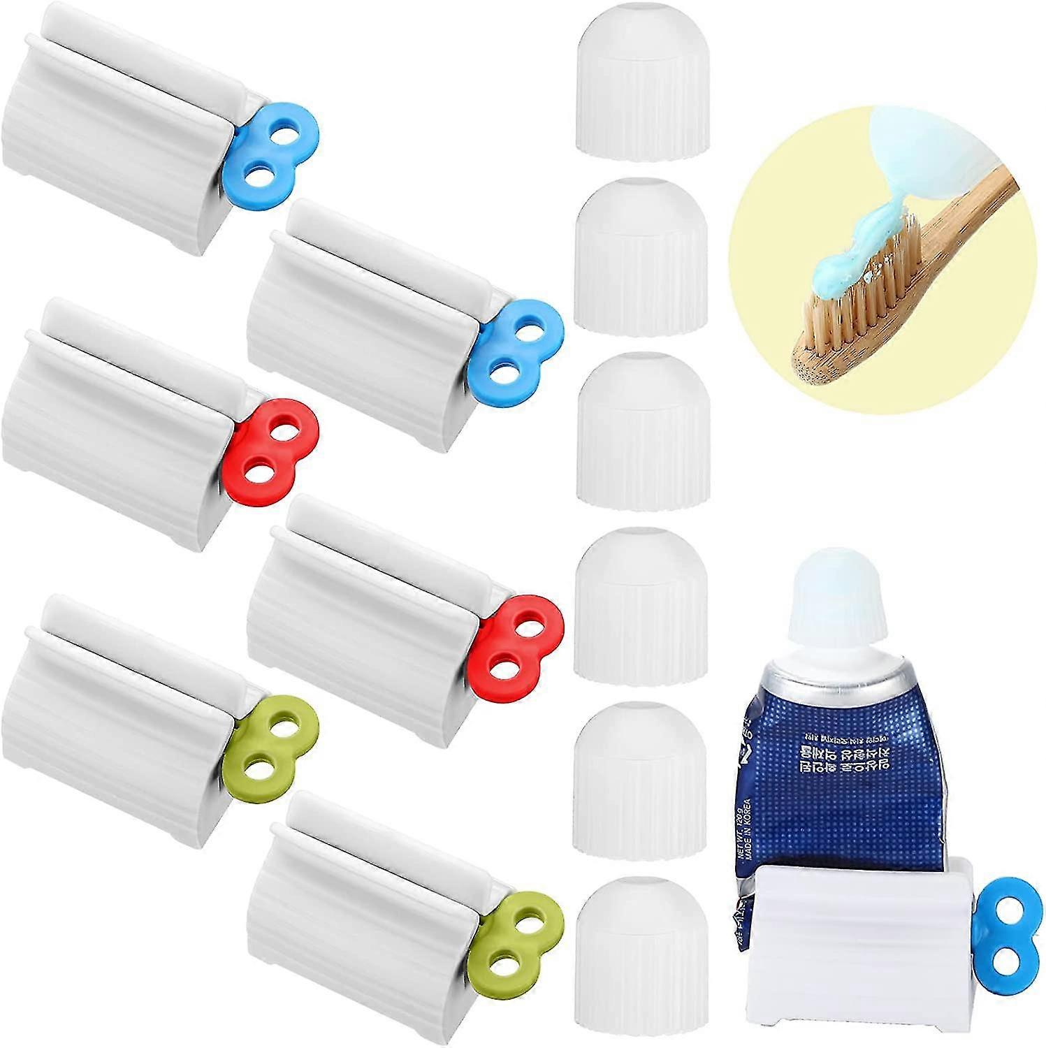 12 Packs Toothpaste Squeezer Toothpaste Topper Toothpaste Dispenser Self Closing Toothpaste Caps Rotate Toothpaste Seat Holder Toothpaste Roller Squee