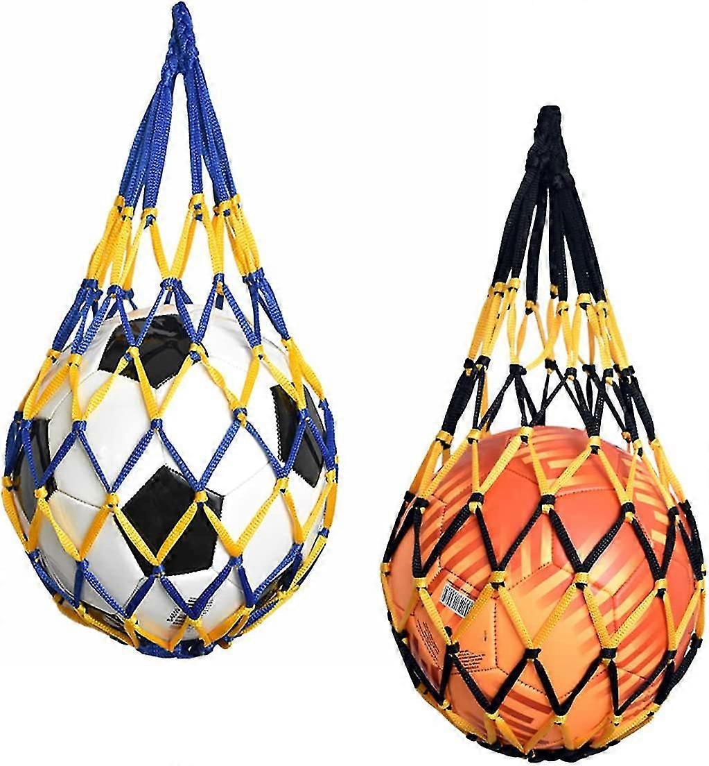 Portable Ball Net 1 Ball, Ball Net Basketball Football Net Bag Stadium And Beach (blue-yellow And Black-yellow)