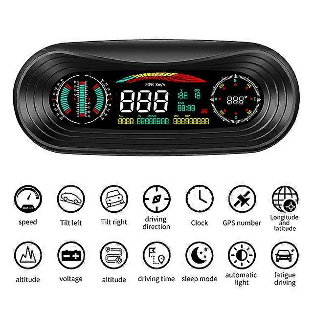 P18 GPS 4x4 Inclinometer Off Road head up display Car Altitude Voltage HUD Auto Tracker Speedometer for All Car