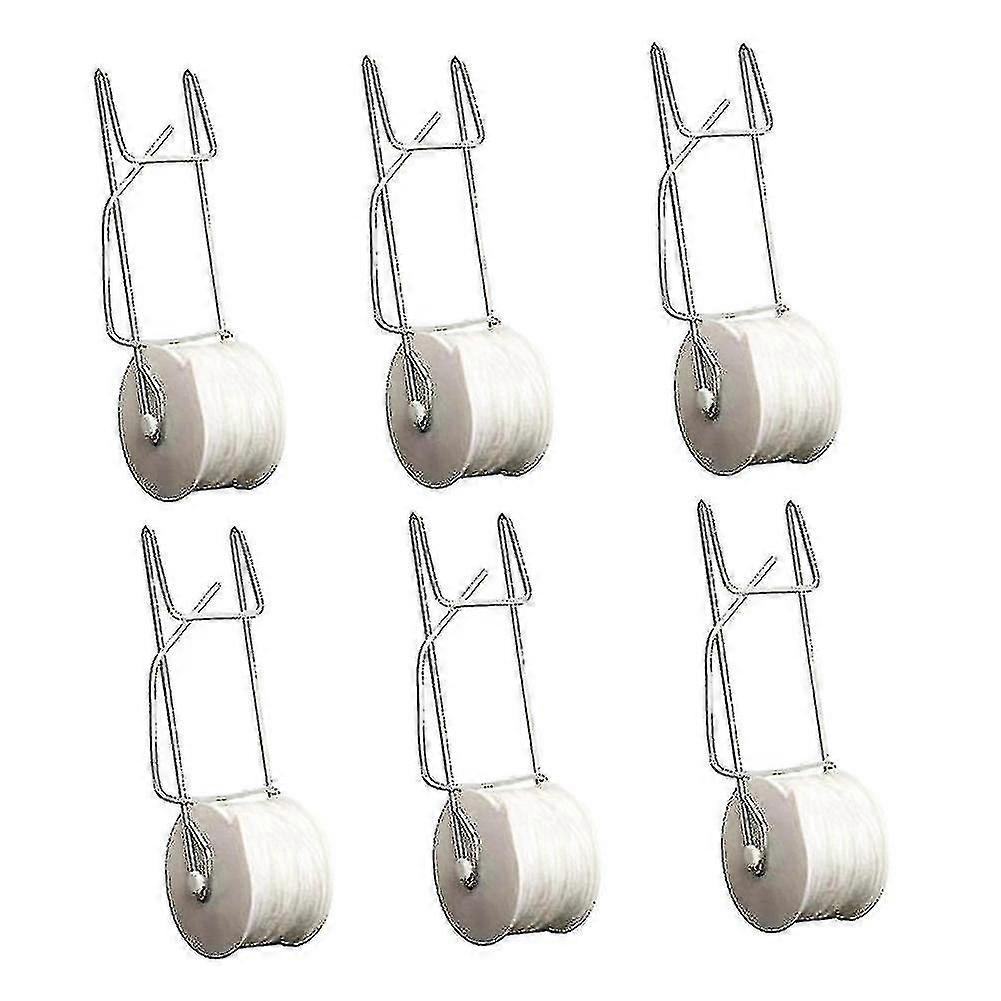 Tomato Support Hooks Trellis Roller Hooks with 15m Twine - 6 Pcs (White)