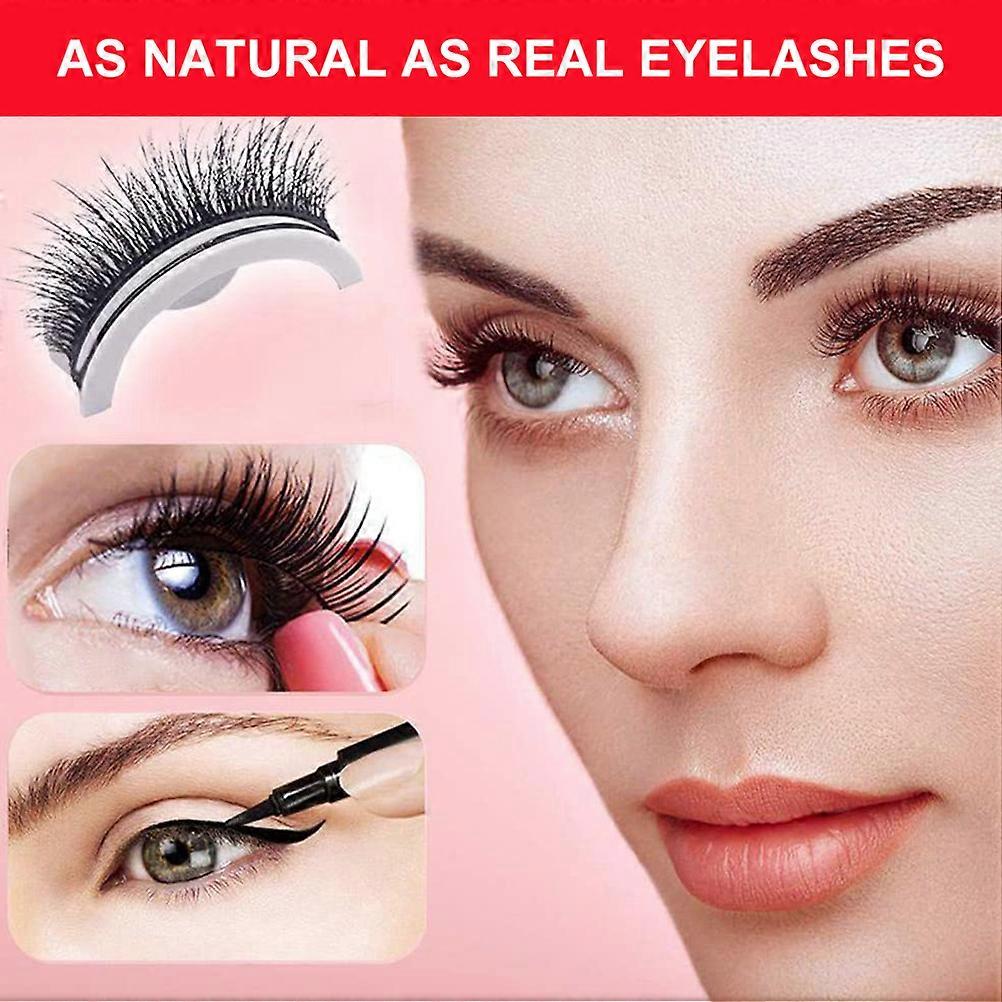 Self Adhesive Eyelashes 4 Pairs Reusable Natural Long Extension with Tweezers and Eyeliner Liquid